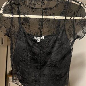 Elegant Black Lace Sheer Top
